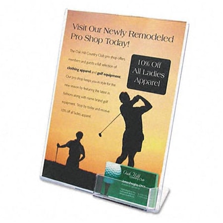 Deflecto Deflect-O 590601 Image Plastic Sign Holder with Business Card Slot Display Rack  Clear 590601